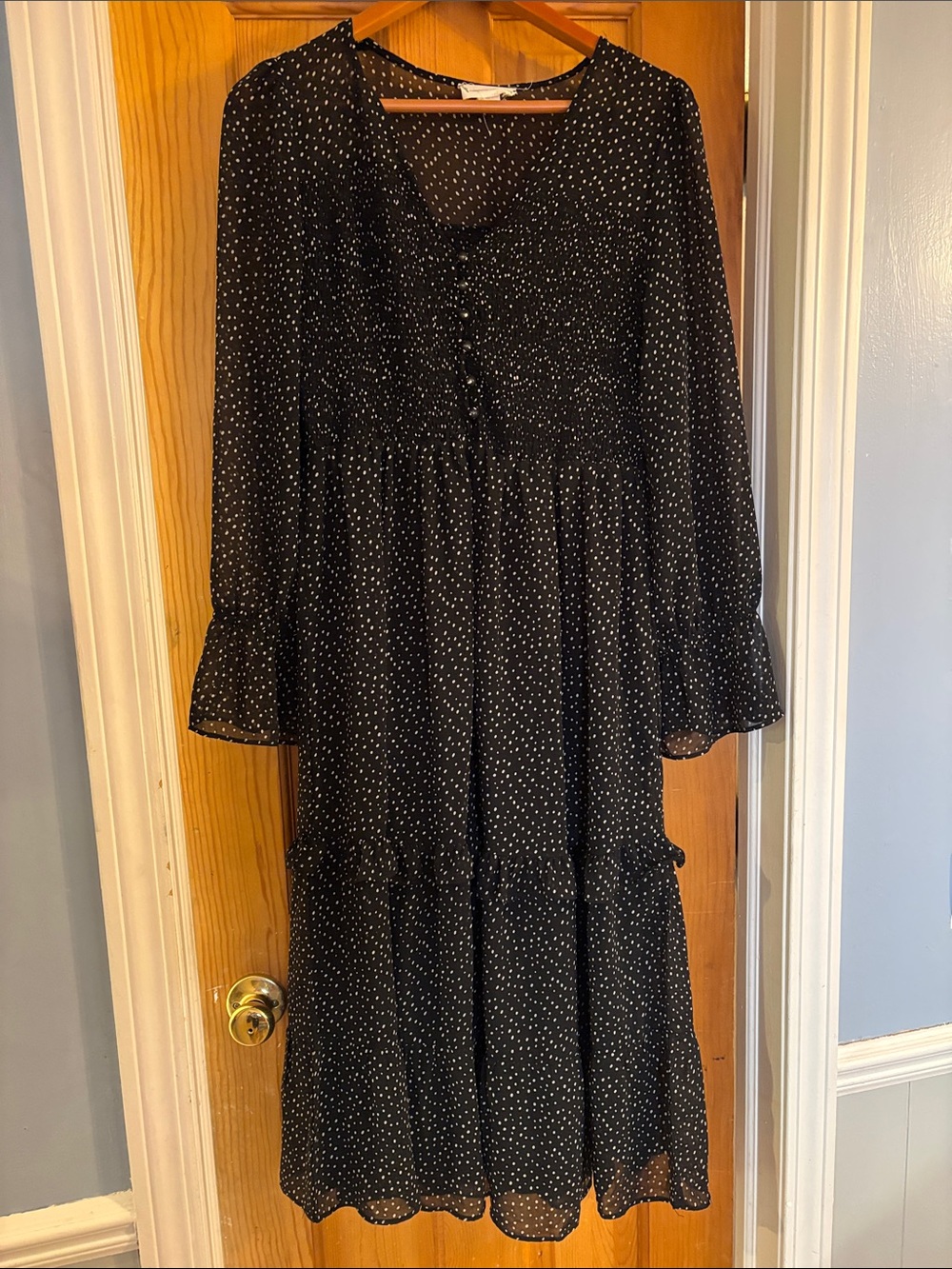Loveriche Black & White Polka Dot Long Dress - Size M